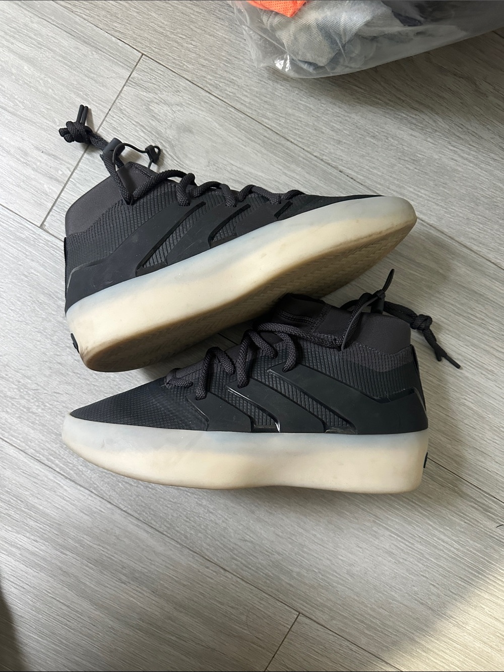 Fear of God Mens Black Athletic Shoes with Cream Sole